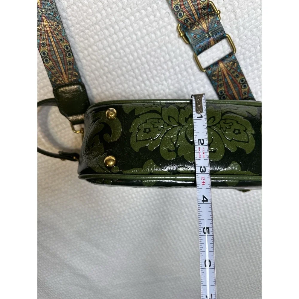 Green Embossed Floral Crossbody Shoulder Bag Removable Strap Boho Western Purse